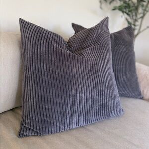 Charcoal Corduroy 22” Pillow Covers (set of 2)